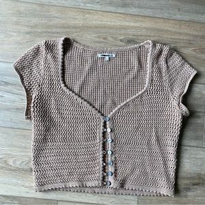 Reformation Crochet Short Sleeve Cropped Cardigan